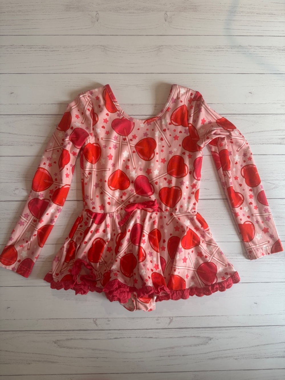 Cheeky plum Pink & Red Heart Lollipop dance leotard